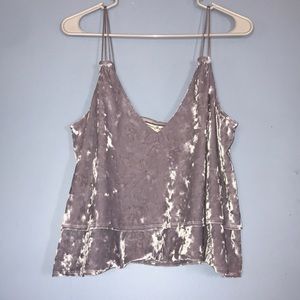 Express One Eleven Velvet Cropped Cami Grey Medium